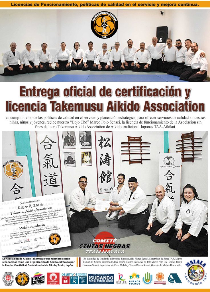 📜 ¡Nuestro compromiso con la excelencia es oficial!
Un momento clave para la formación de nuestra juventud. Nuestro Chief Instructor, Sensei Marco Polo Gutiérrez Ruelas, recibe de manos de Sensei Aldo Flores (Supervisor TAA) la Licencia de Funcionamiento de la Takemusu Aikido Association (TAA).
Esta certificación internacional garantiza que nuestras niñas, niños y jóvenes reciben la enseñanza de Aikido de la más alta calidad y tradición japonesa.
#TAAOficial #CalidadEducativa #MalalaAcademia #CompromisoSocial